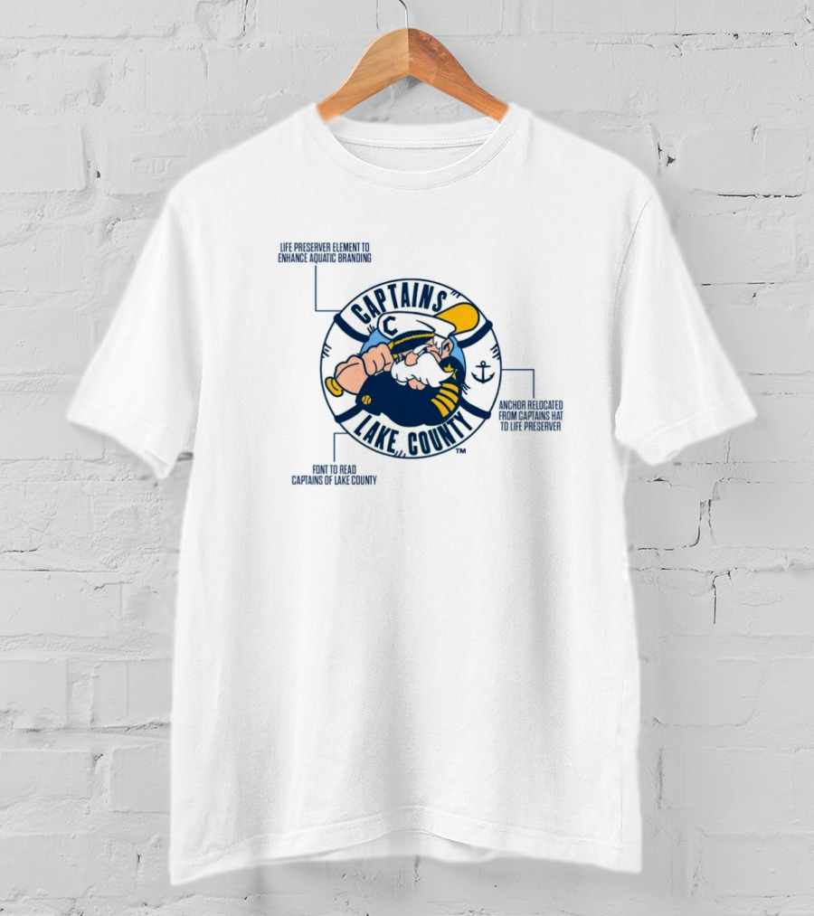 Captains Lake County Life Preserver Element Font Enhanced Aquatic Branding T-Shirt