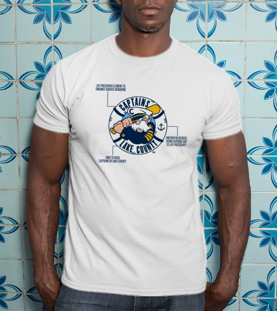 Captains Lake County Life Preserver Element Font Enhanced Aquatic Branding T-Shirt