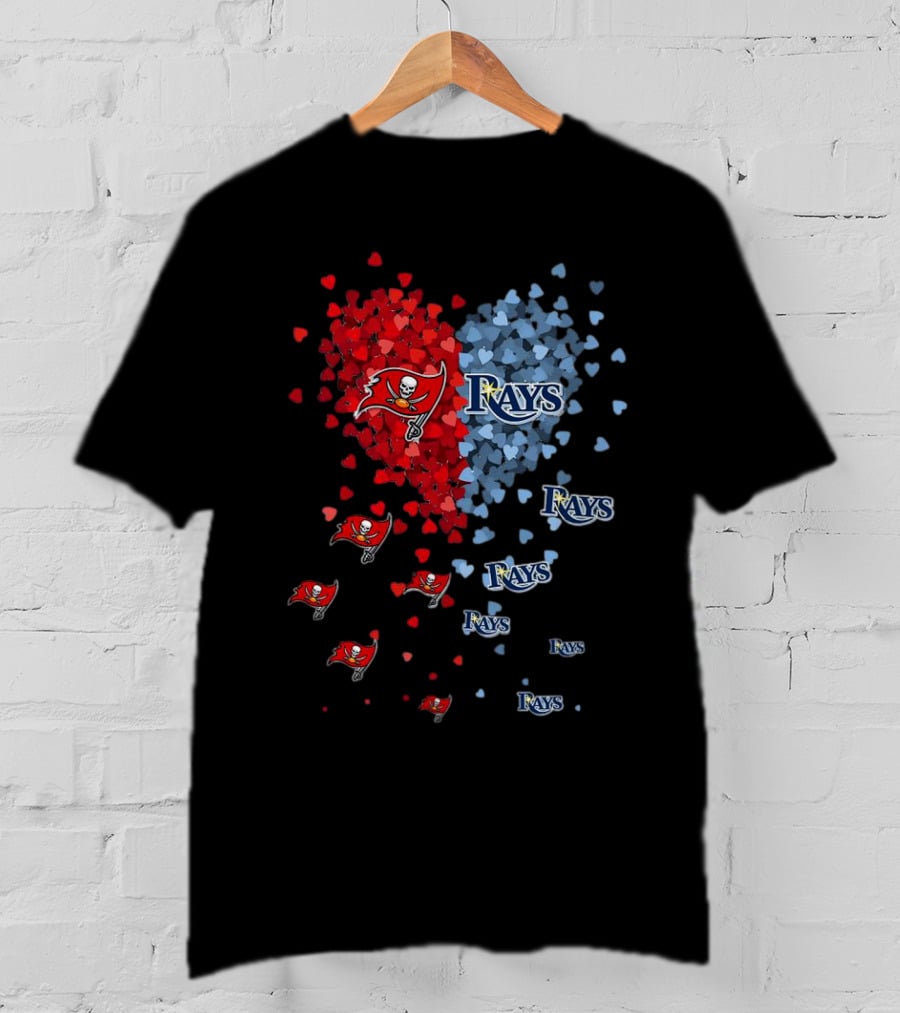 Heart Of Tampa Bay Buccaneers And Rays Fan Spirit T-Shirt