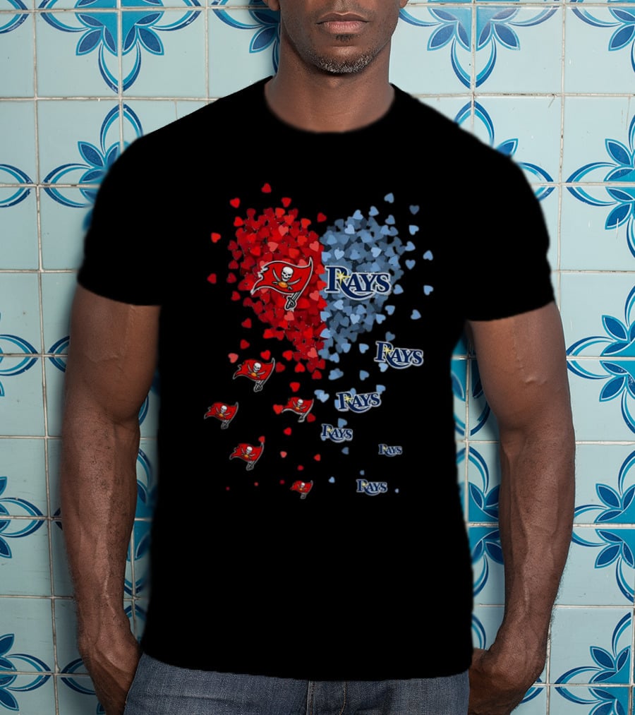 Heart Of Tampa Bay Buccaneers And Rays Fan Spirit T-Shirt