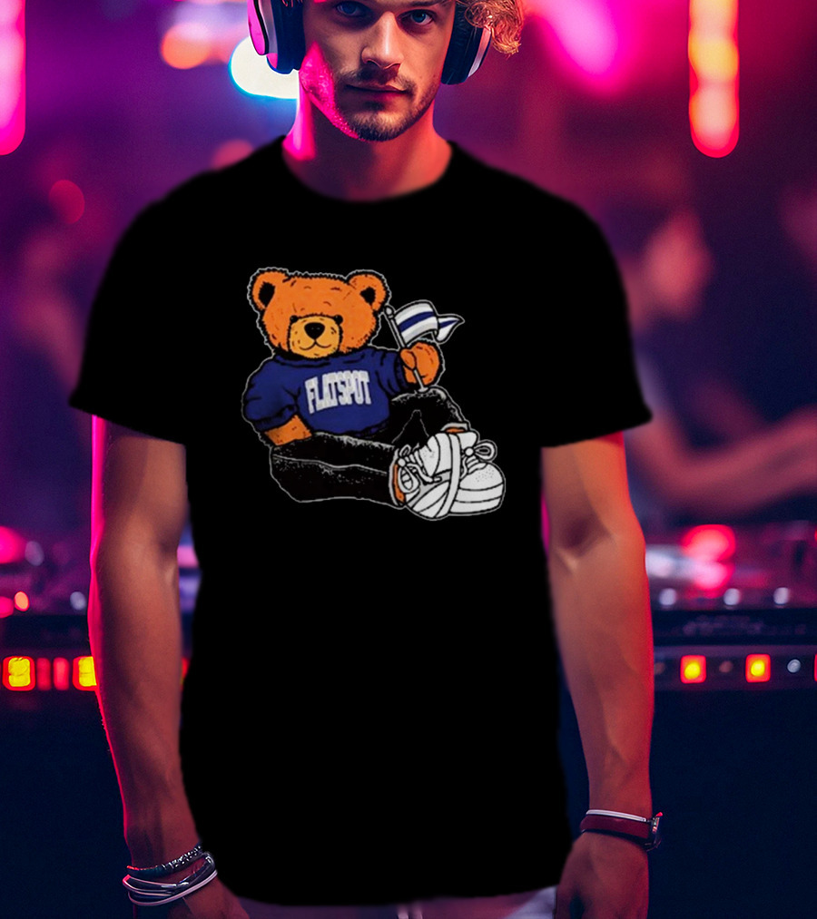 Flatspot Bear With Flag Sitting Down T-Shirt