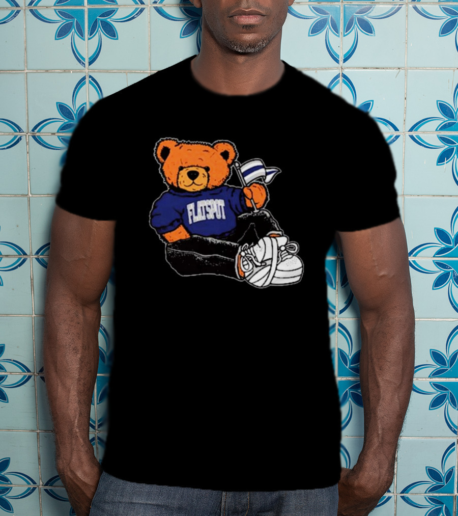 Flatspot Bear With Flag Sitting Down T-Shirt