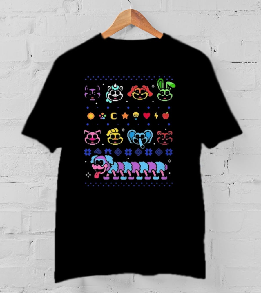 Smiling Critters Holiday Sweater Colorful Characters And Icons T-Shirt