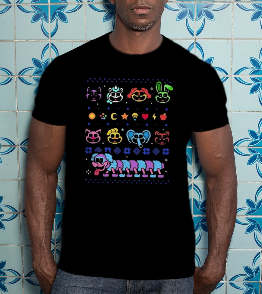 Smiling Critters Holiday Sweater Colorful Characters And Icons T-Shirt