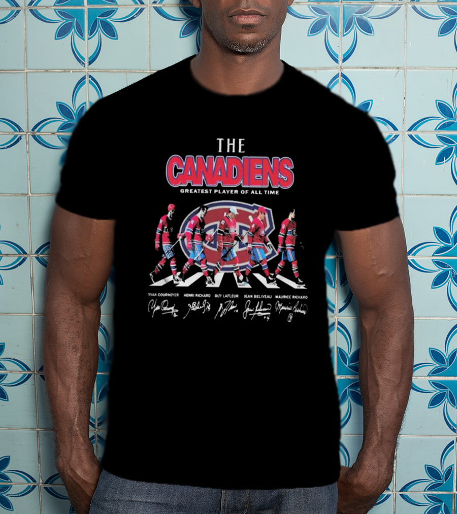 The Canadiens Greatest Player Of All Time Yvan Cournoyer Henri Richard Guy Lafleur Jean Beliveau Maurice Richard Signatures T-Shirt