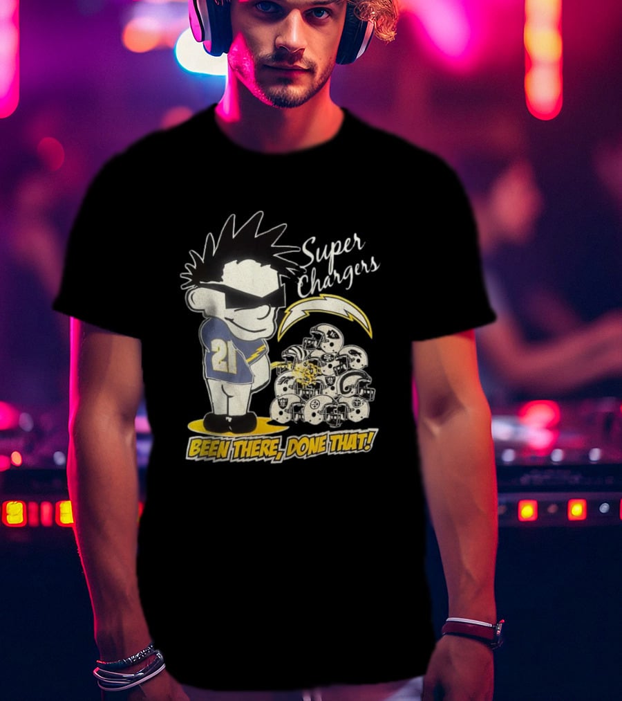 Los Angeles Chargers Super Chargers Been There Done That Vintage 21 Player Helmets T-Shirt