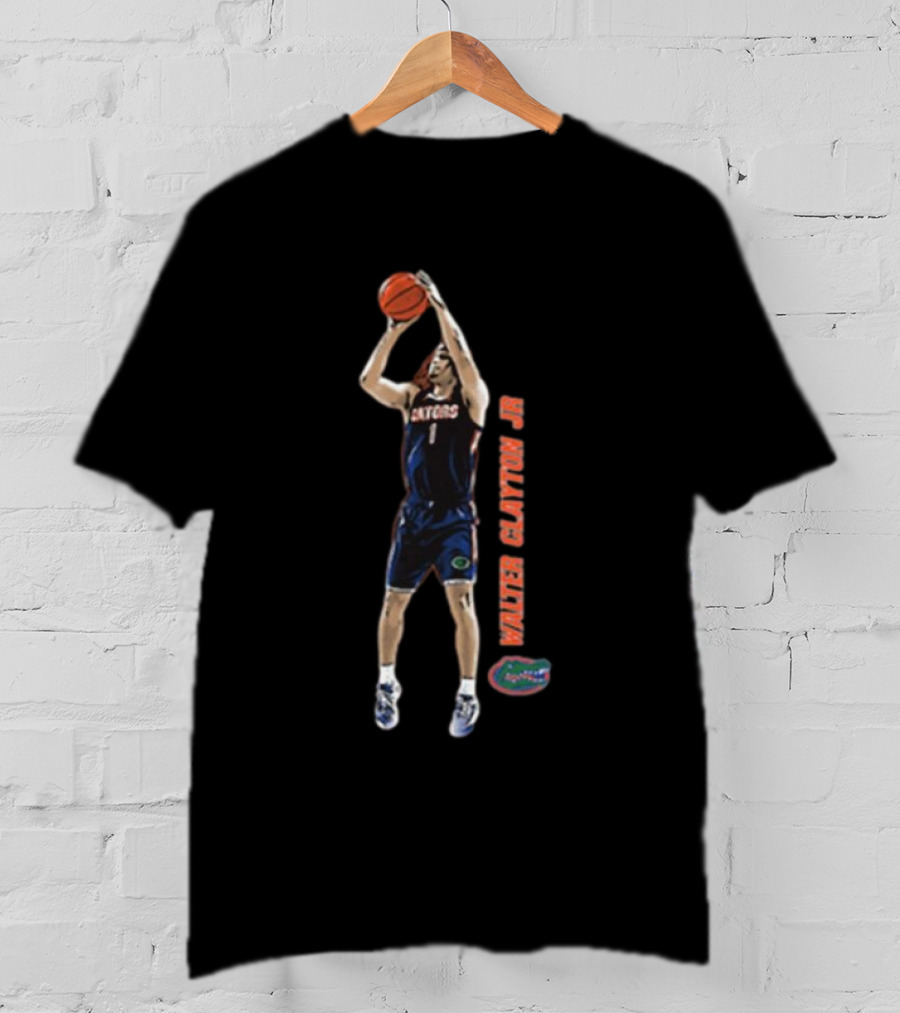 Walter Clayton Jr. Florida Gators Basketball Shooting Cartoon T-Shirt