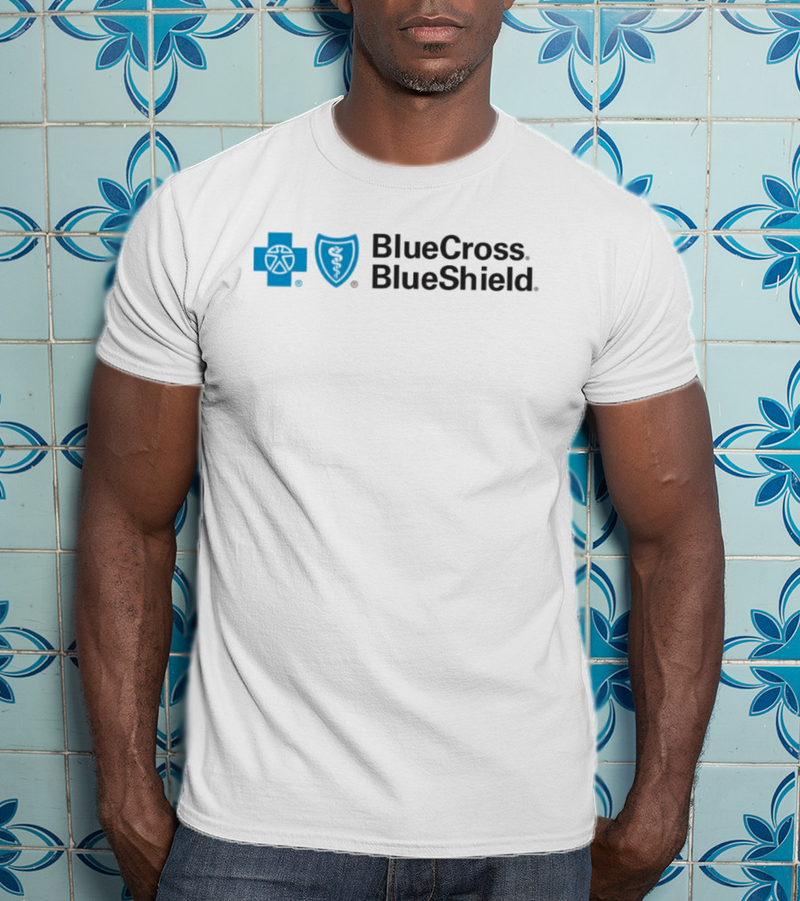 Blue Cross Blue Shield Logo With Connecticut New York Missouri Coverage T-Shirt