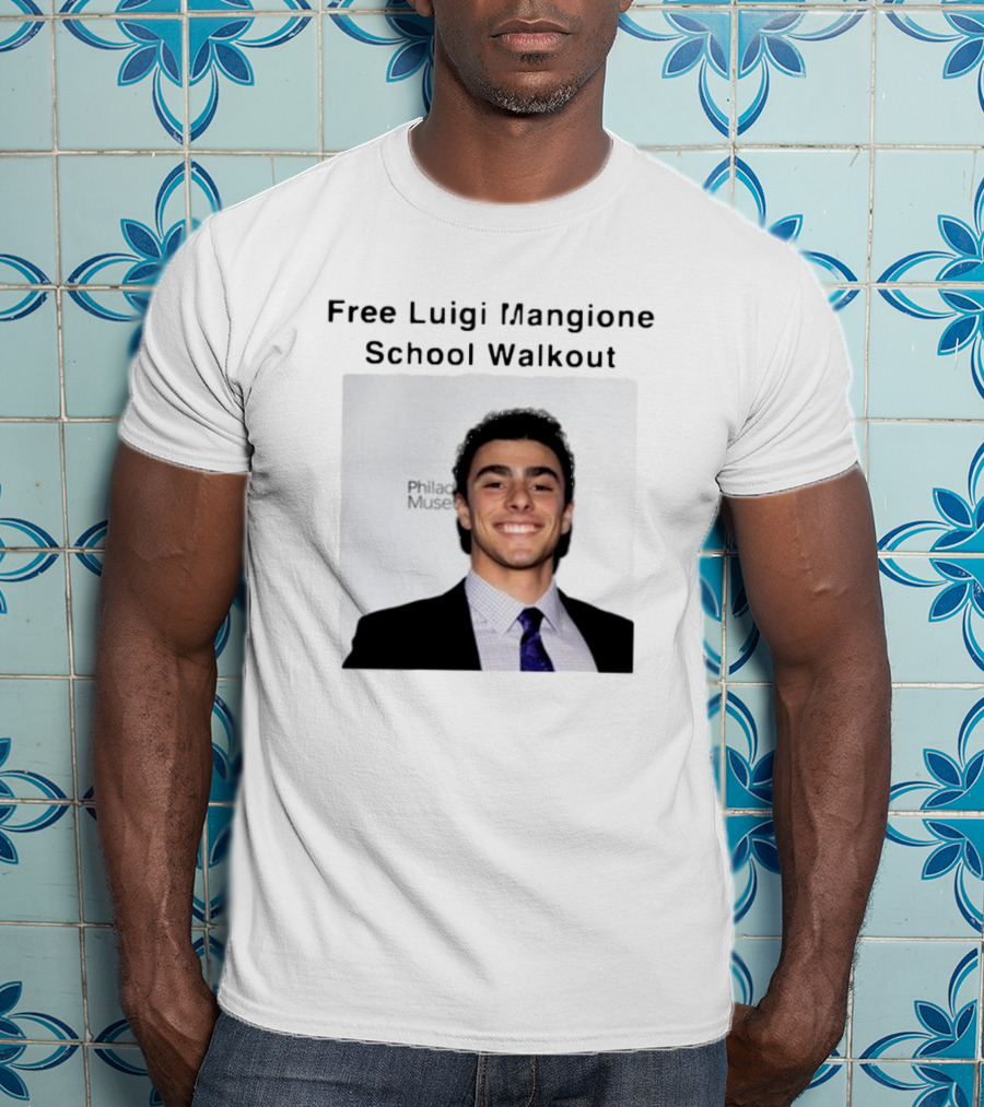 Free Luigi Mangione School Walkout Face Philadelphia Museum T-Shirt