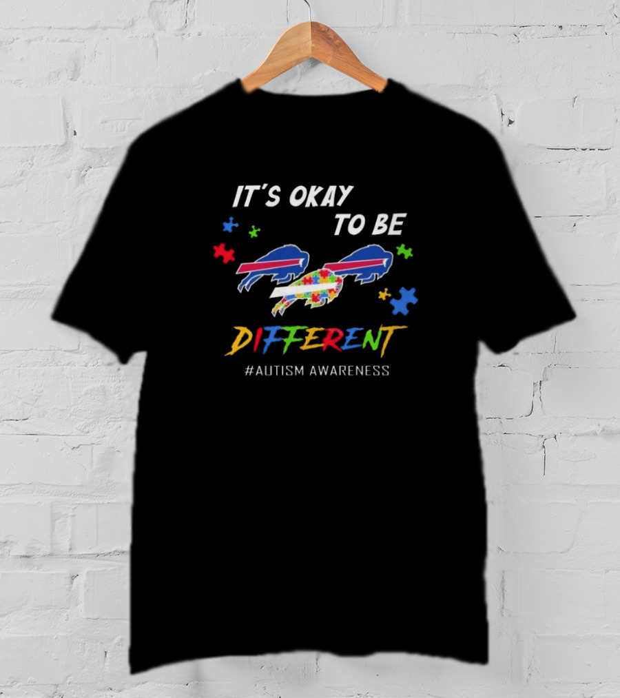 It’s Okay To Be Different Buffalo Bills Autism Awareness Puzzle Pieces T-Shirt