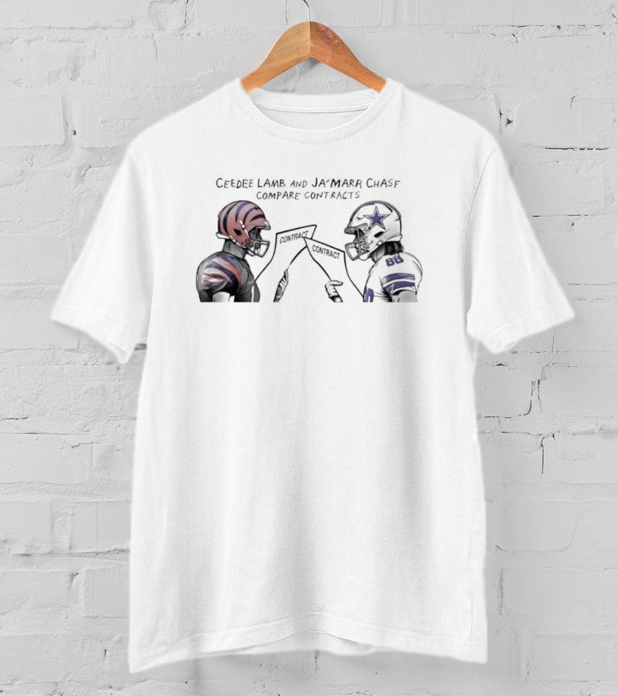 Ceedee Lamb And Ja’Marr Chase Cowboys Bengals NFL Contracts Comparison T-Shirt