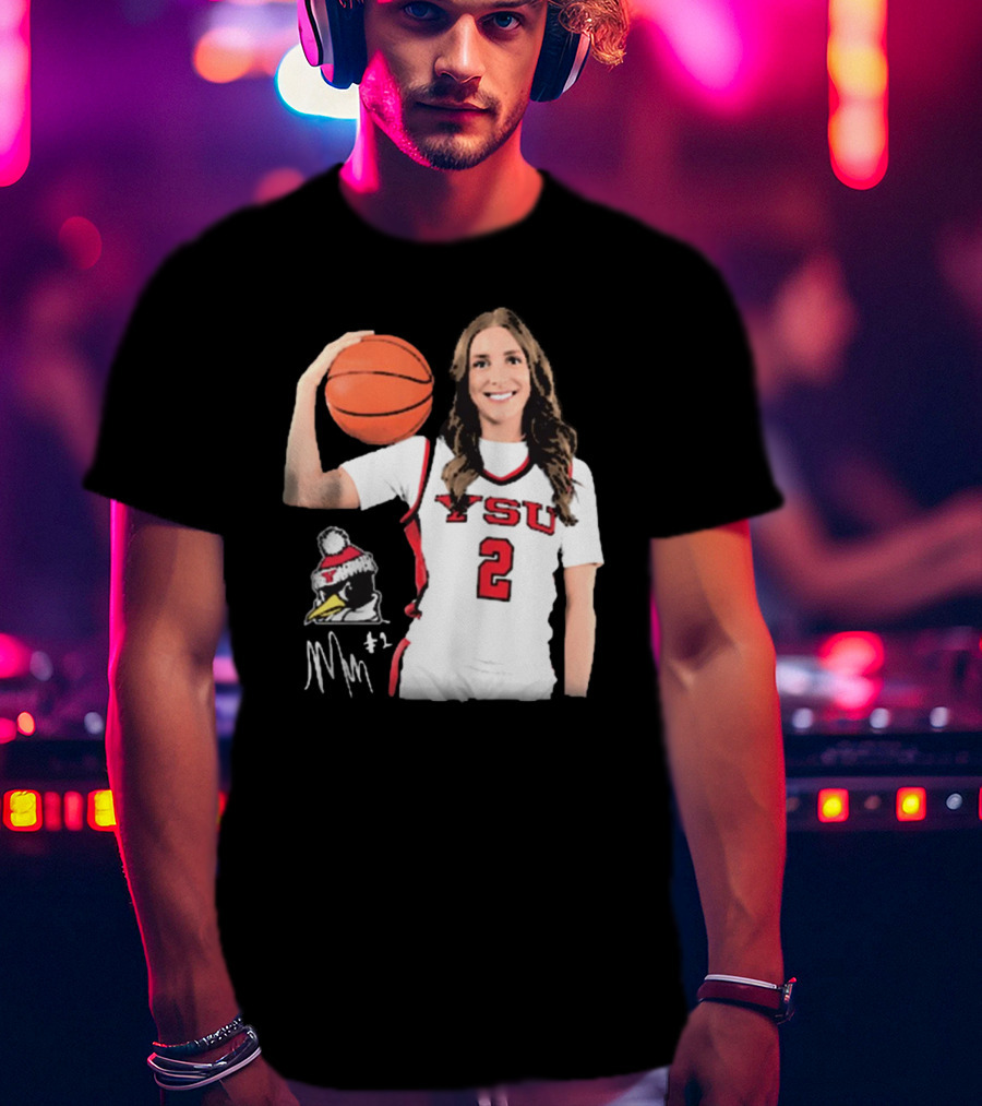 YSU Penguins Malia Magestro #2 Illustrated Signature Basketball Jersey T-Shirt