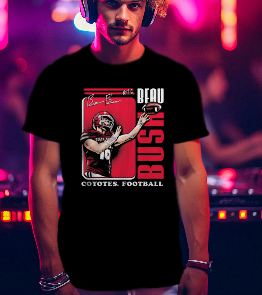 Beau Bush #16 South Dakota Coyotes Football Signature T-Shirt