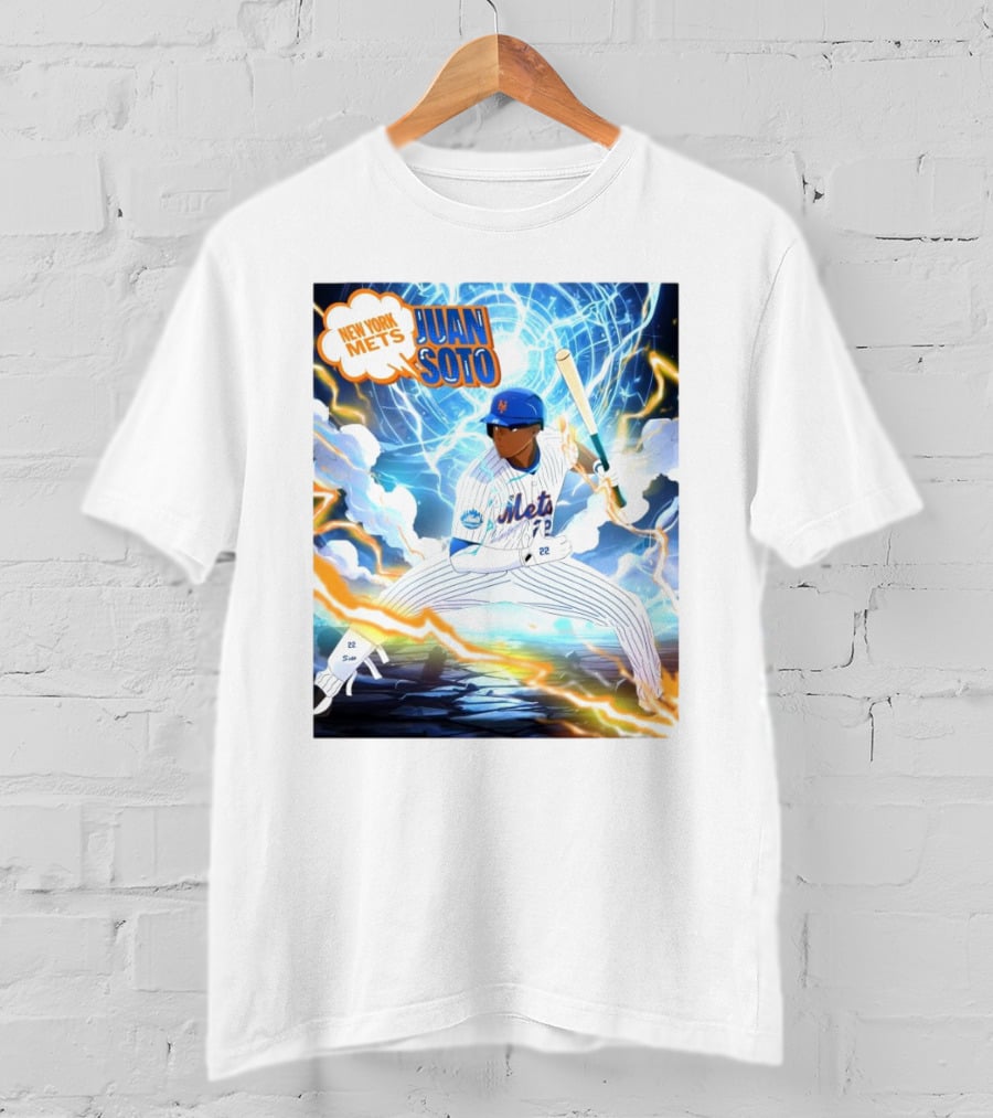 New York Mets Juan Soto Baseball Lightning Adventure T-Shirt