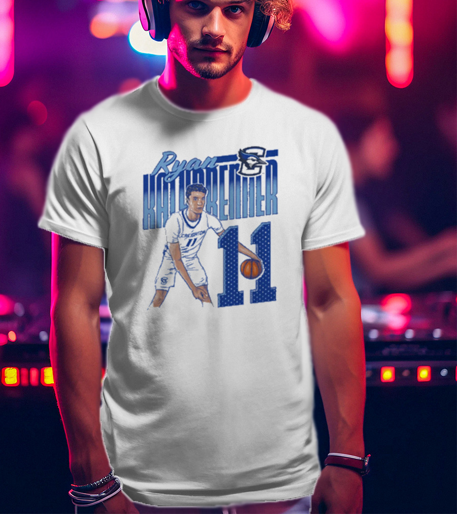 Ryan Kalkbrenner Creighton Bluejays Number 11 Cartoon Big East Conference T-Shirt