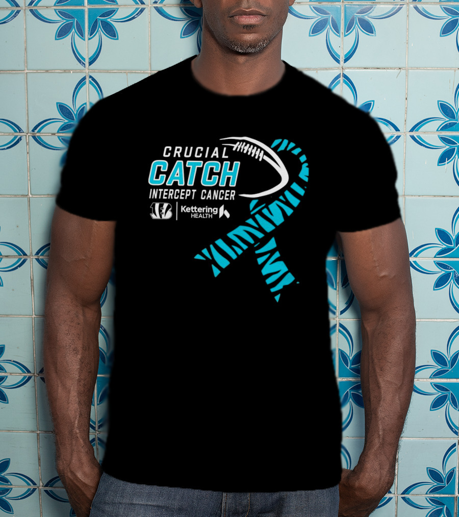 Crucial Catch Intercept Cancer Cincinnati Bengals Kettering Health Cyan T-Shirt