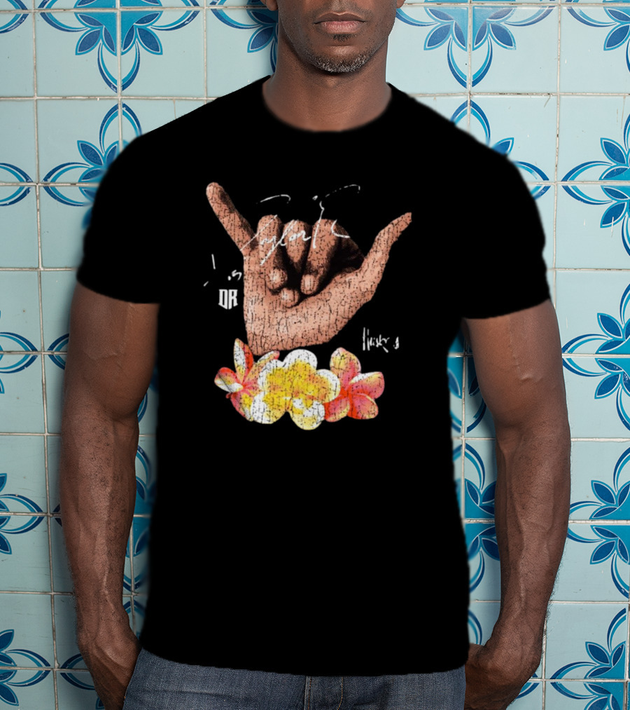 Shaka Hand Huskers Dylan Raiola Signature With Flowers And DR T-Shirt