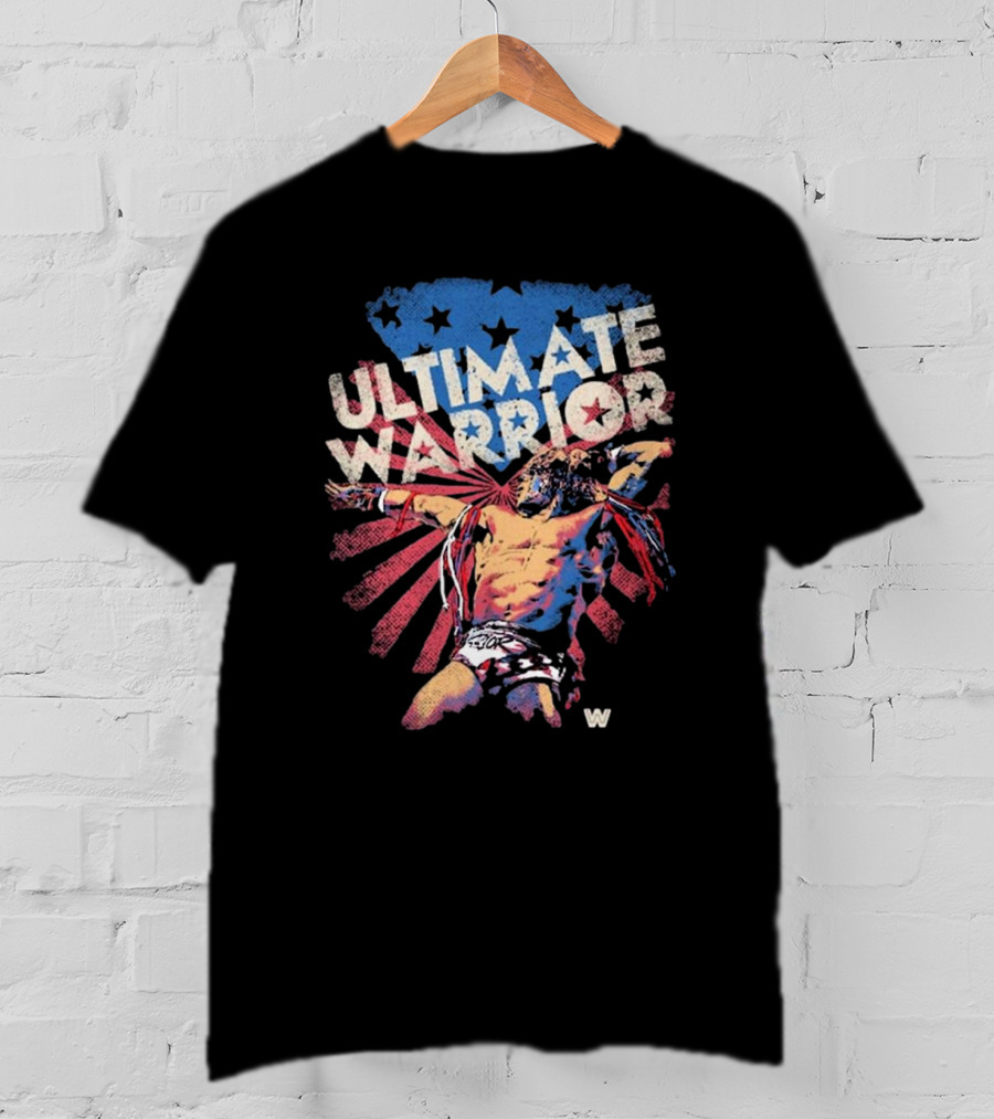 ULTIMATE WARRIOR American Flag Stars Stripes Wrestler T-Shirt