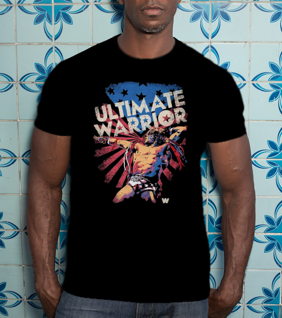 ULTIMATE WARRIOR American Flag Stars Stripes Wrestler T-Shirt