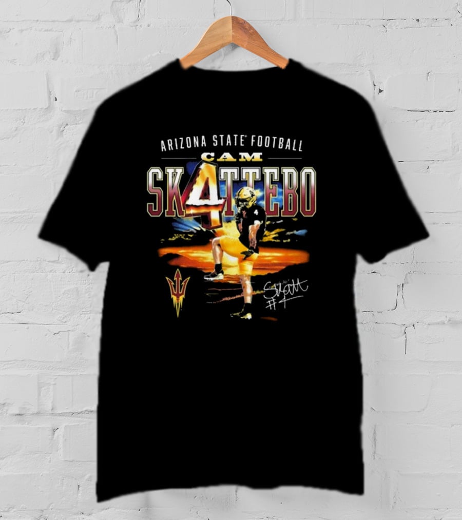 Arizona State Football Cam Skattebo 4 Signature Autograph T-Shirt