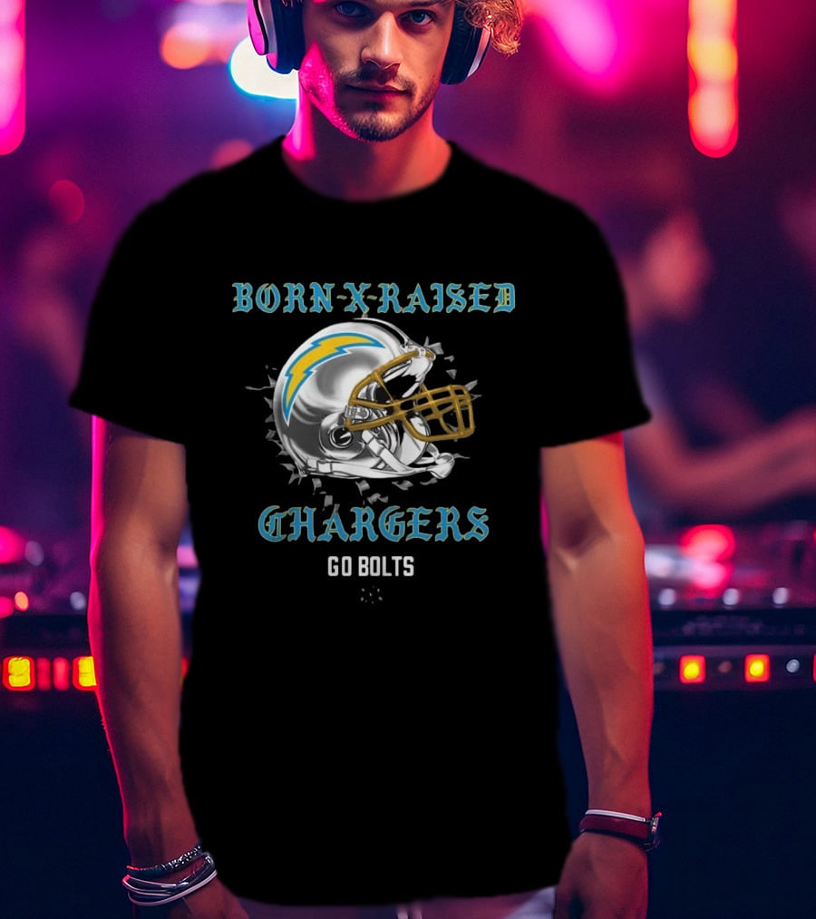 Born X Raised Chargers Helmet Go Bolts T-Shirt
