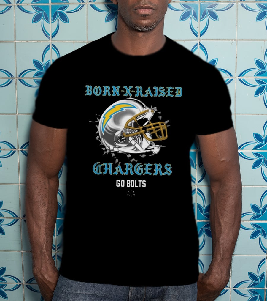 Born X Raised Chargers Helmet Go Bolts T-Shirt