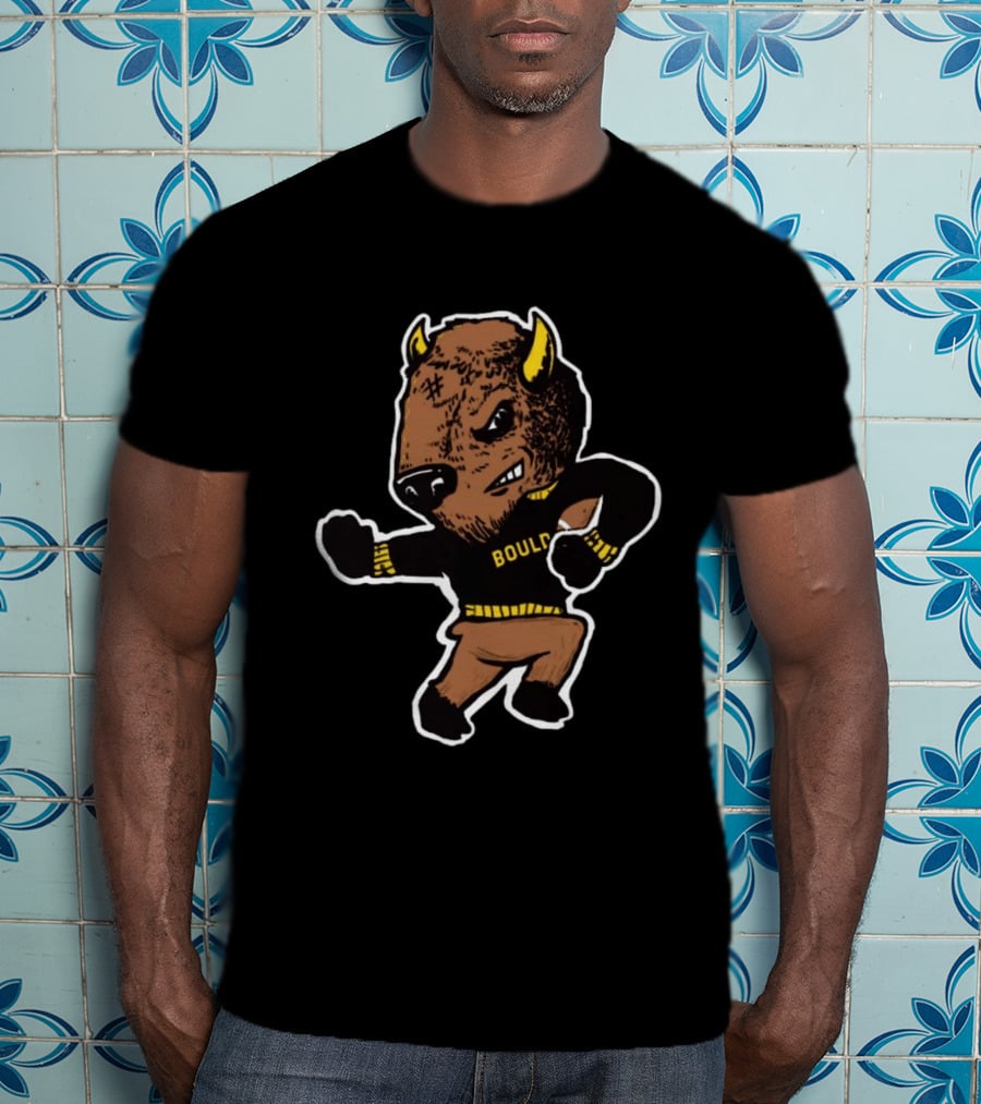 Boulder Buffalo Mascot Pose Travis Hunter Colorado T-Shirt