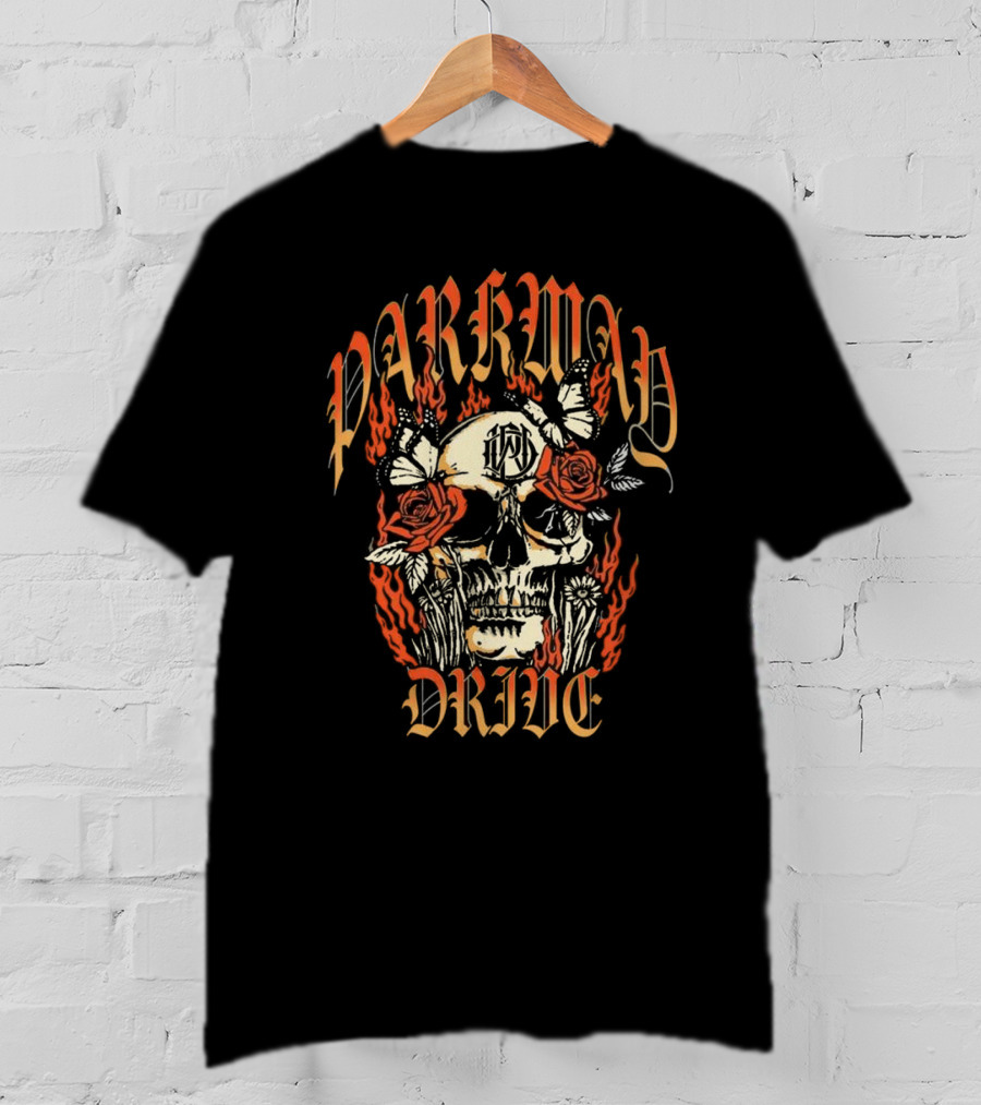 Parkway Drive Skull Roses Flames Butterflies T-Shirt
