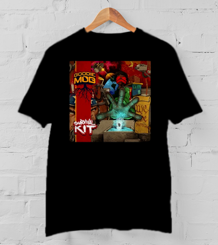 Goodie Mob Survival Kit Hand Album Art With Globe And Graffiti T-Shirt