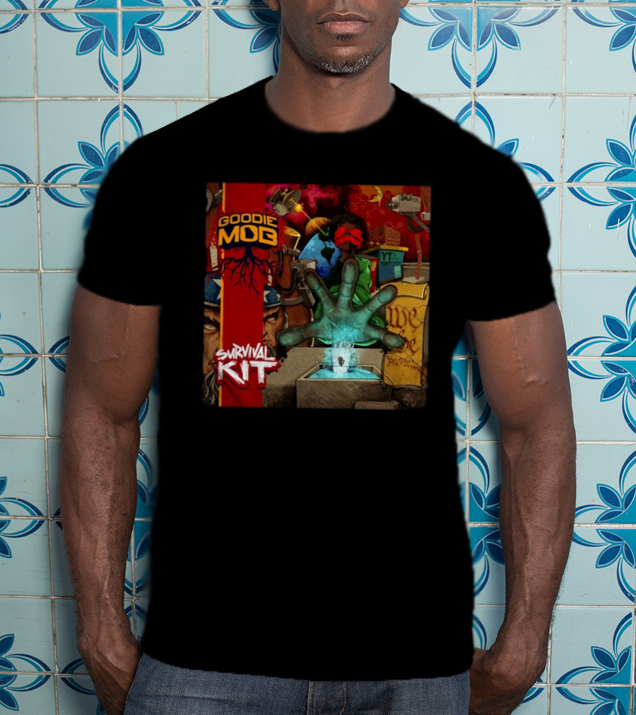 Goodie Mob Survival Kit Hand Album Art With Globe And Graffiti T-Shirt