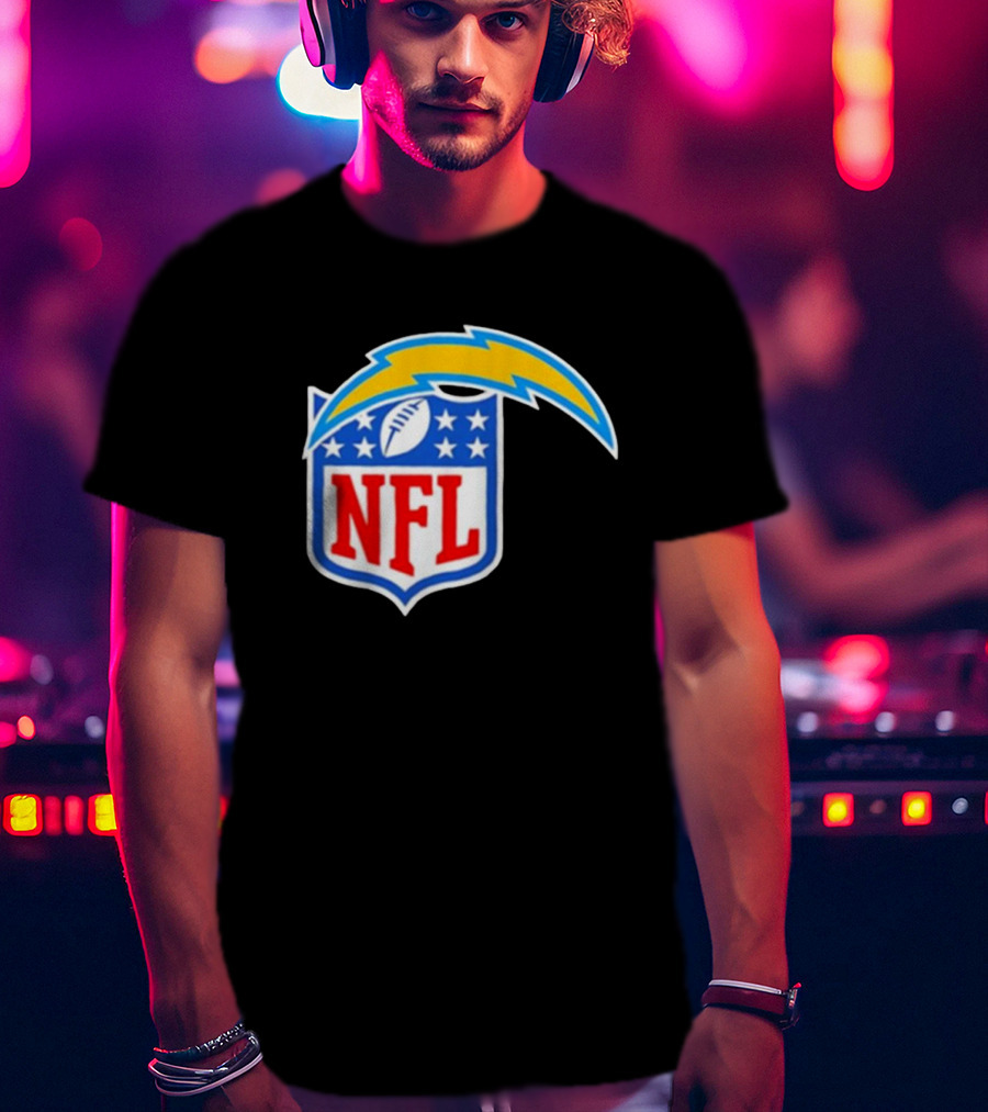Los Angeles Chargers NFL Lightning Bolt Shield Emblem T-Shirt