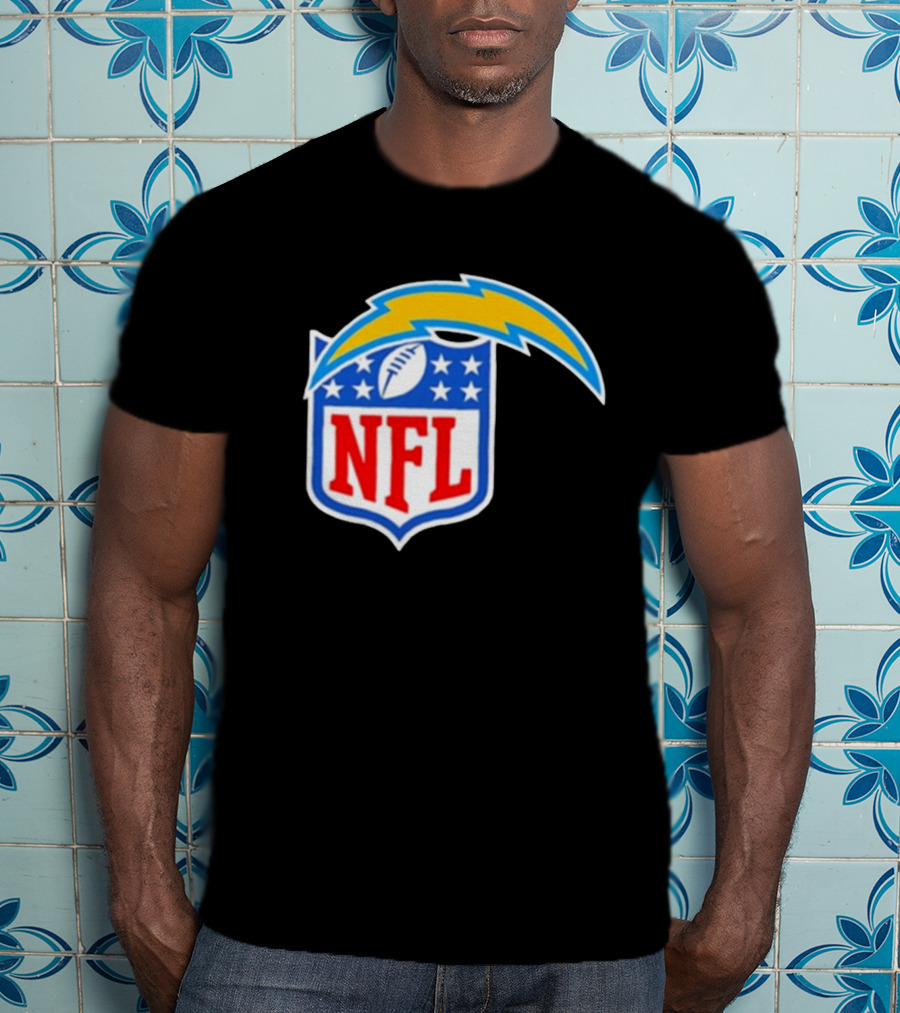 Los Angeles Chargers NFL Lightning Bolt Shield Emblem T-Shirt