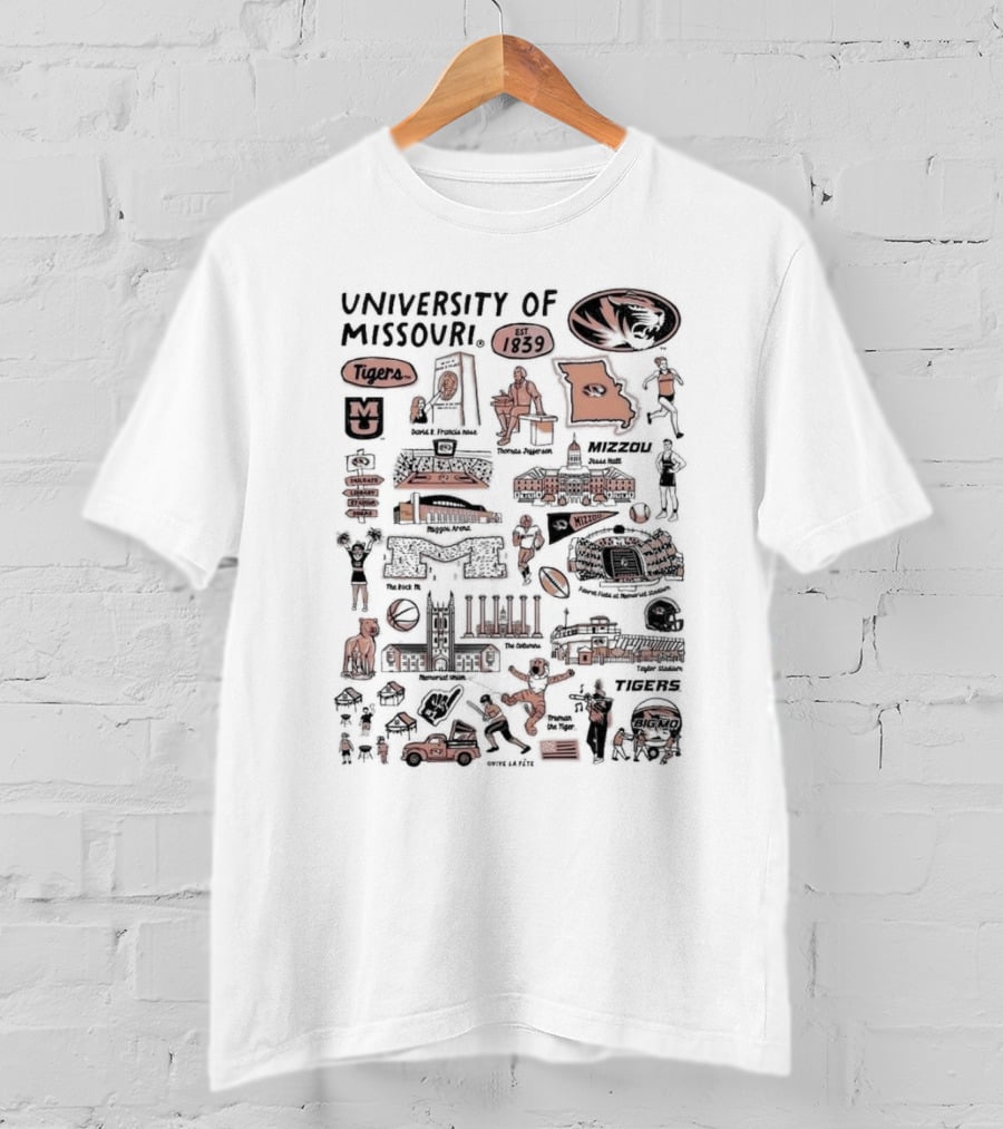 University Of Missouri Tigers Vive La Fete Mizzou Iconic Symbols 1839 T-Shirt