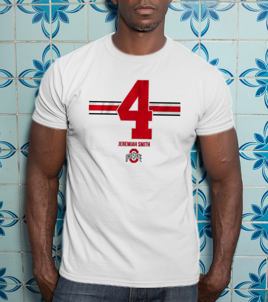 Ohio State Football Jeremiah Smith 4 Jersey Logo Stripes T-Shirt