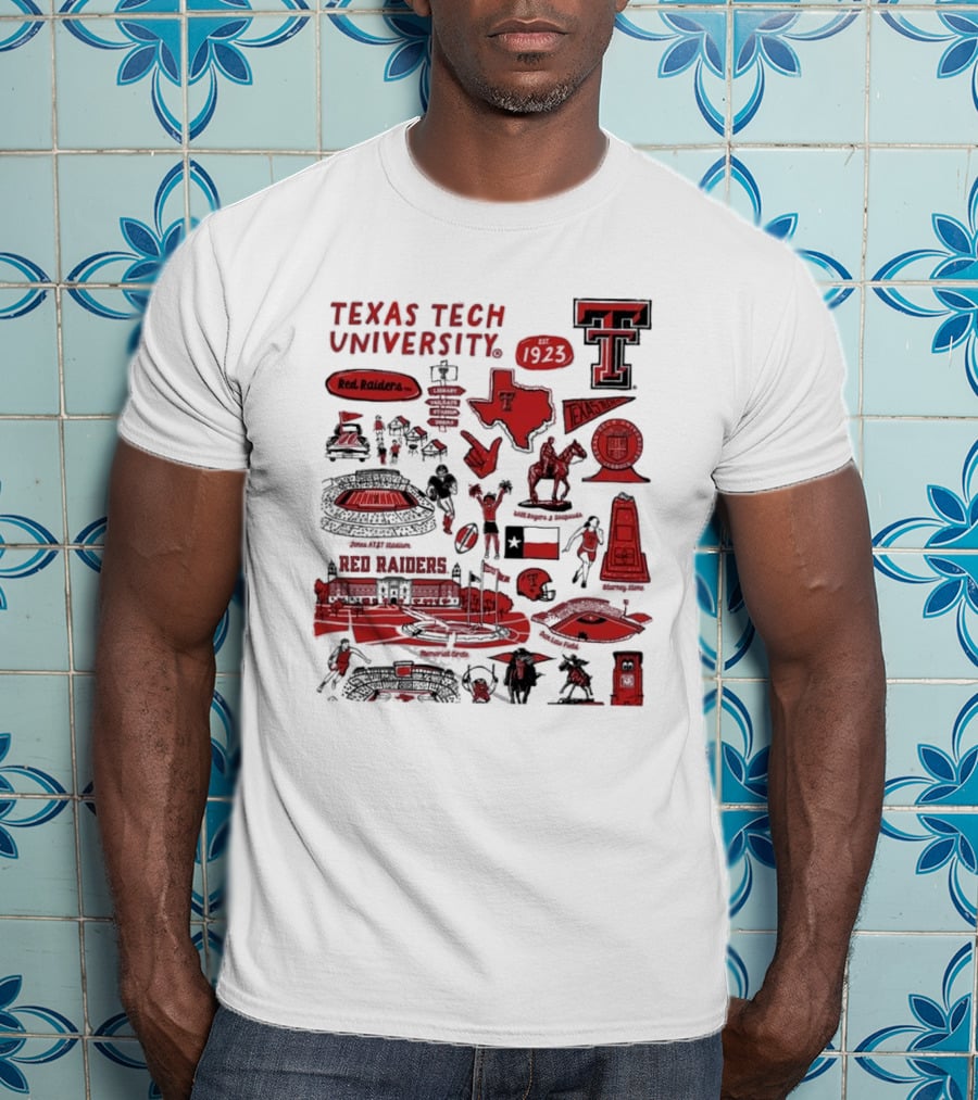 Texas Tech University Red Raiders Est 1923 Texas Spirit Impressions Artwork Icons T-Shirt
