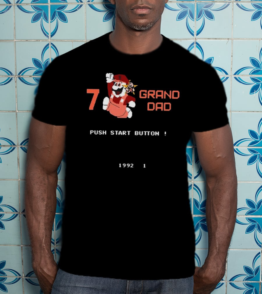 7 Grand Dad Push Start Button 1992 Video Game T-Shirt