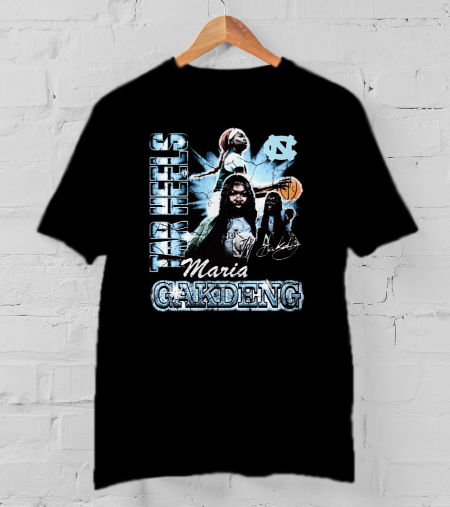 Maria Gakdeng North Carolina Tar Heels 90s Style Visage Basketball T-Shirt