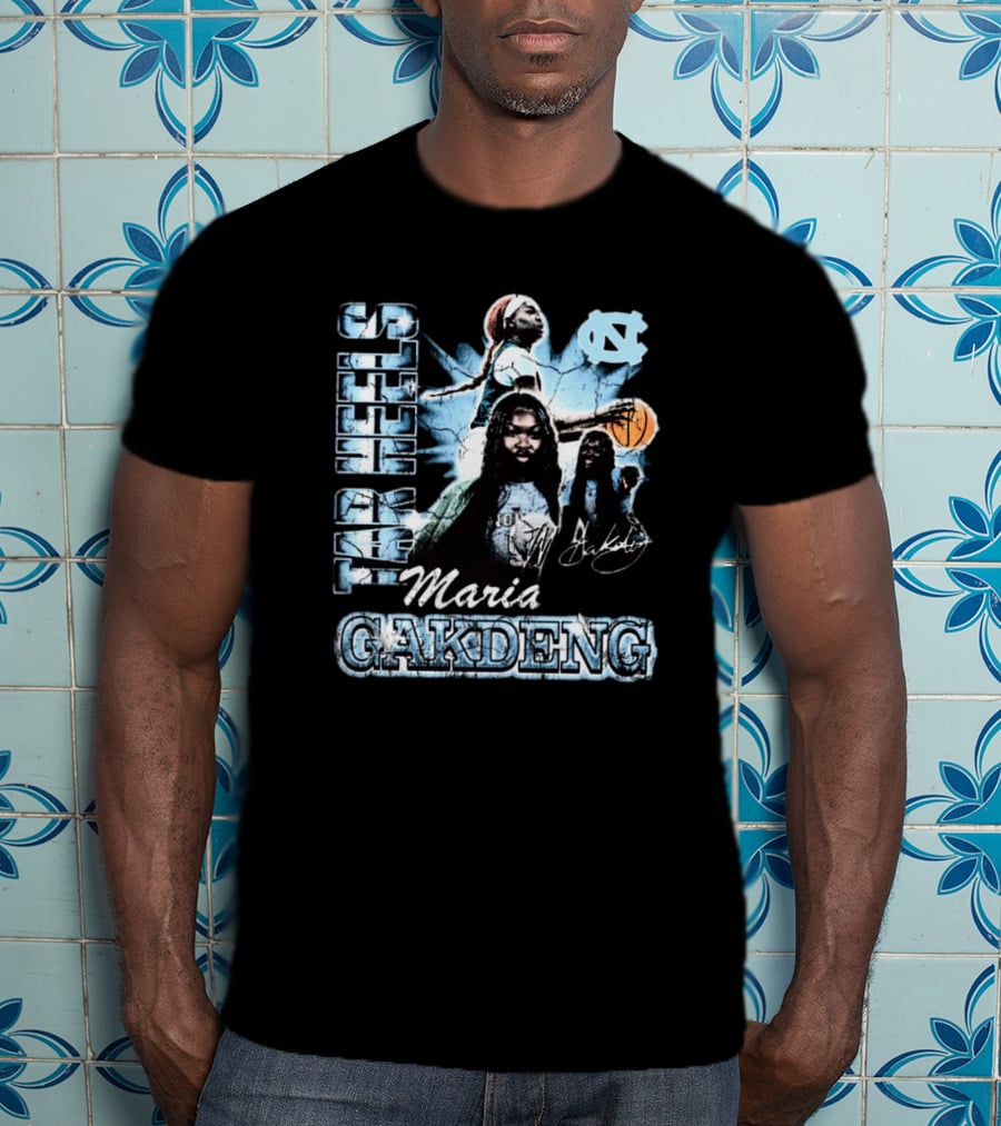 Maria Gakdeng North Carolina Tar Heels 90s Style Visage Basketball T-Shirt