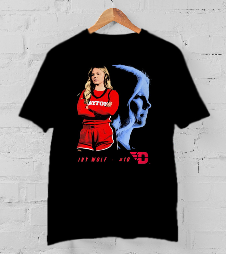 Ivy Wolf Dayton Flyers #10 Basketball Portrait With Team T-Shirt