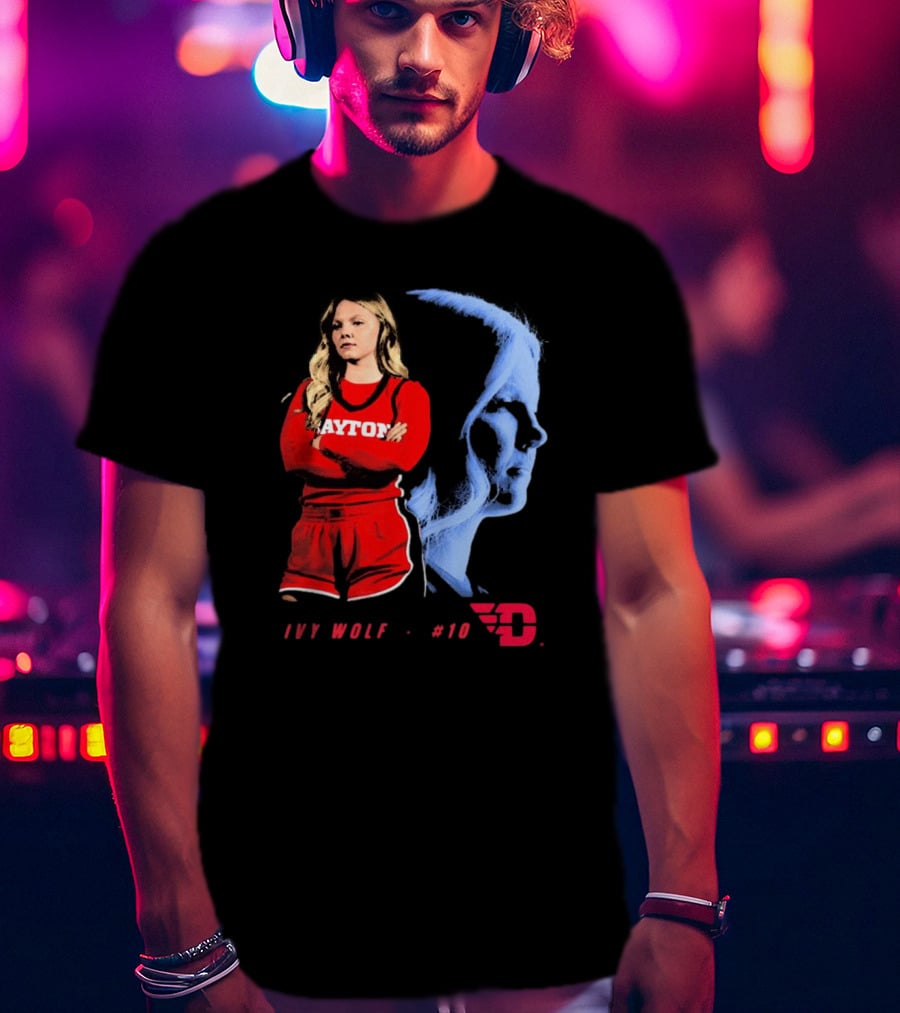 Ivy Wolf Dayton Flyers #10 Basketball Portrait With Team T-Shirt
