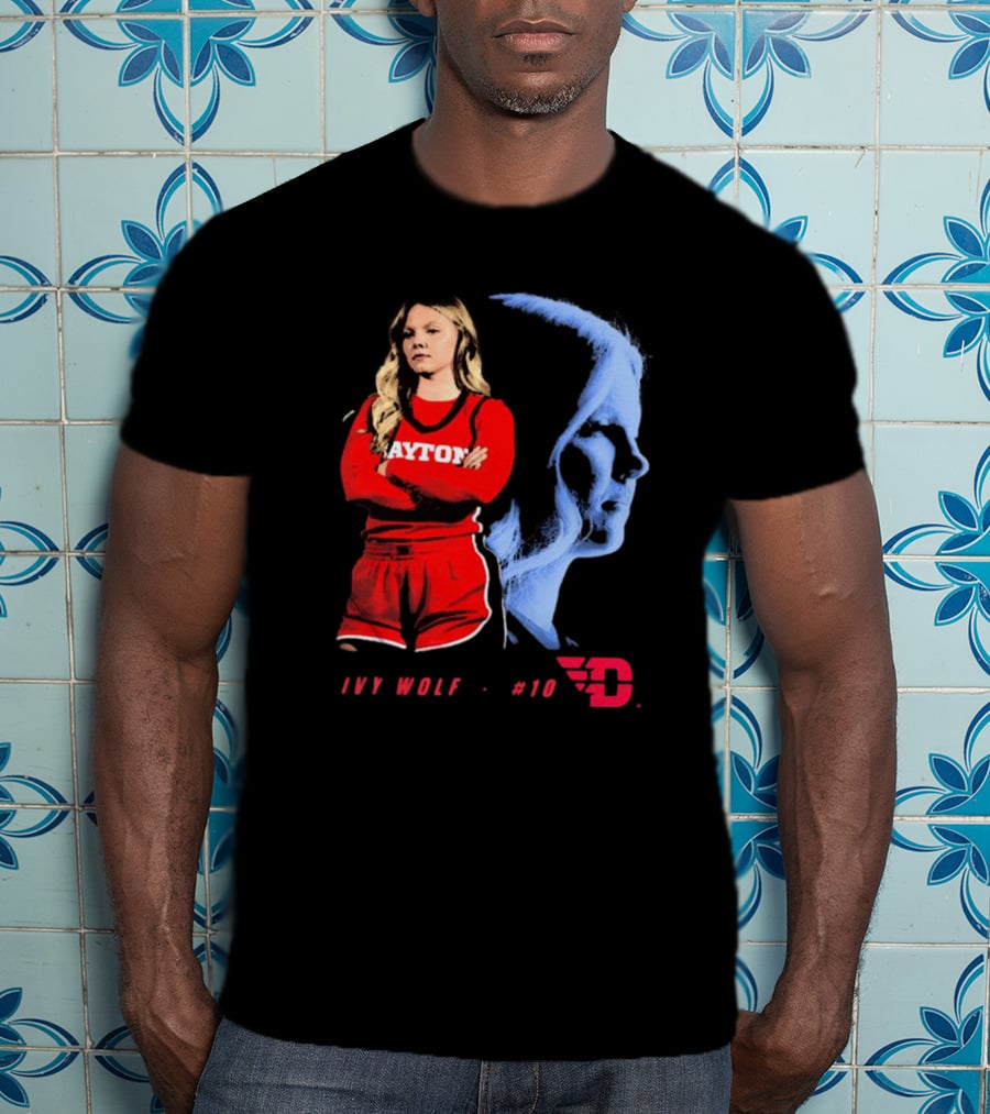 Ivy Wolf Dayton Flyers #10 Basketball Portrait With Team T-Shirt