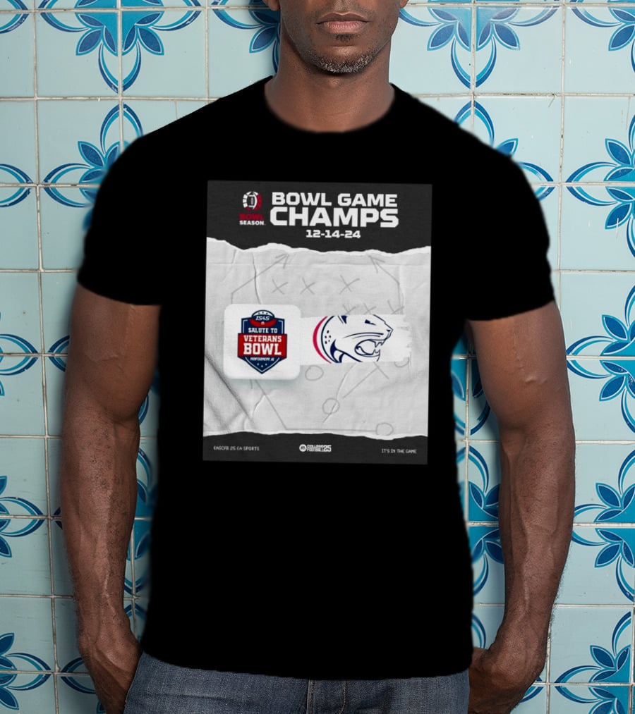 Bowl Game Champs 12-14-24 Salute To Veterans Bowl Season South Alabama Jaguars T-Shirt