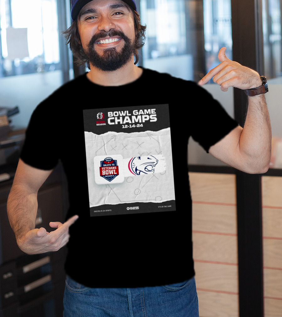 Bowl Game Champs 12-14-24 Salute To Veterans Bowl Season South Alabama Jaguars T-Shirt