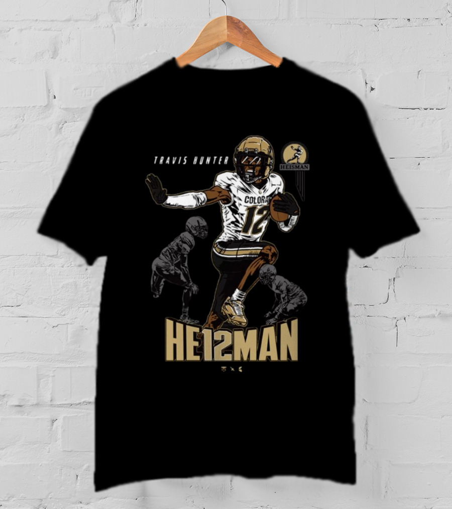 Travis Hunter Colorado 12 Heisman Buffaloes Football T-Shirt