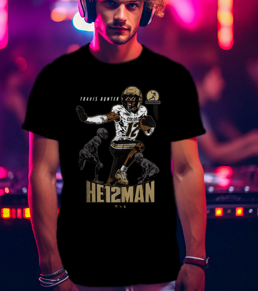 Travis Hunter Colorado 12 Heisman Buffaloes Football T-Shirt