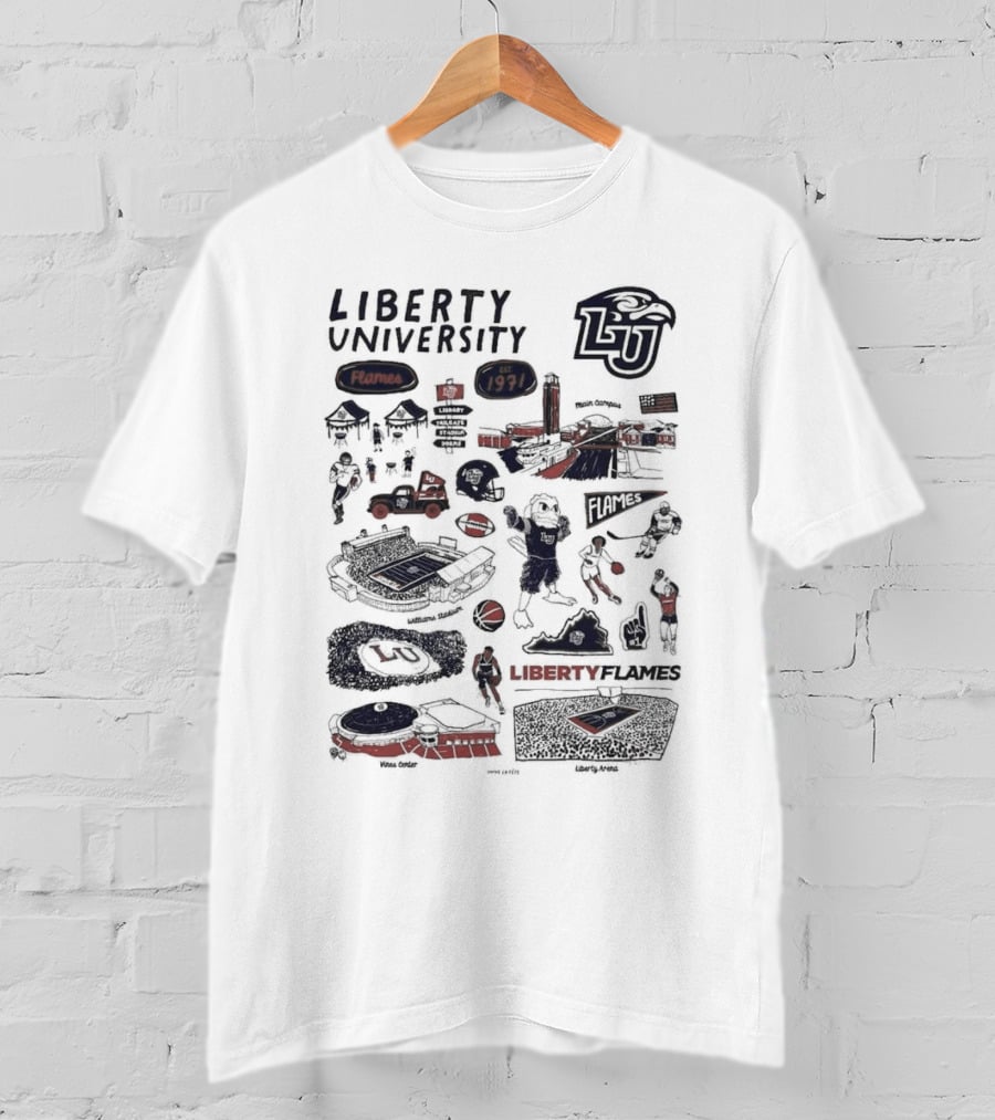 Liberty University Flames 1971 Athletics Montage Liberty Athletics T-Shirt