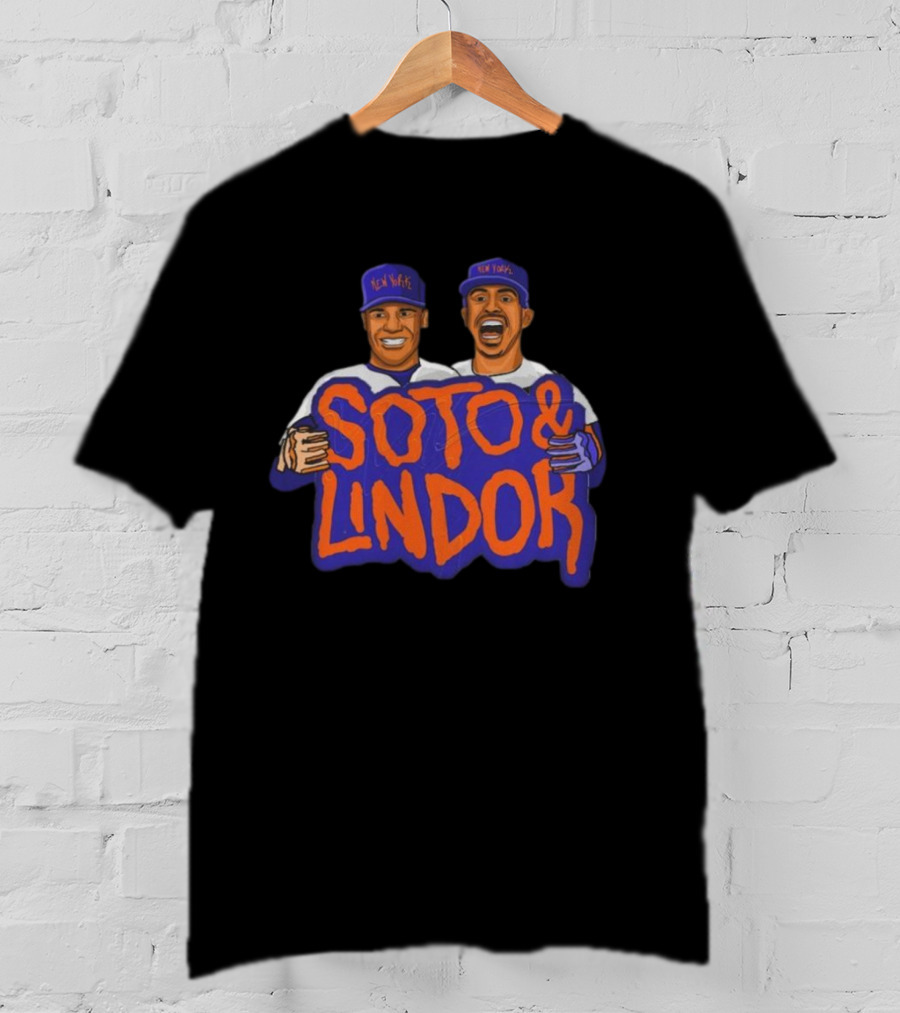 New York Soto And Lindor Caricature Duo T-Shirt