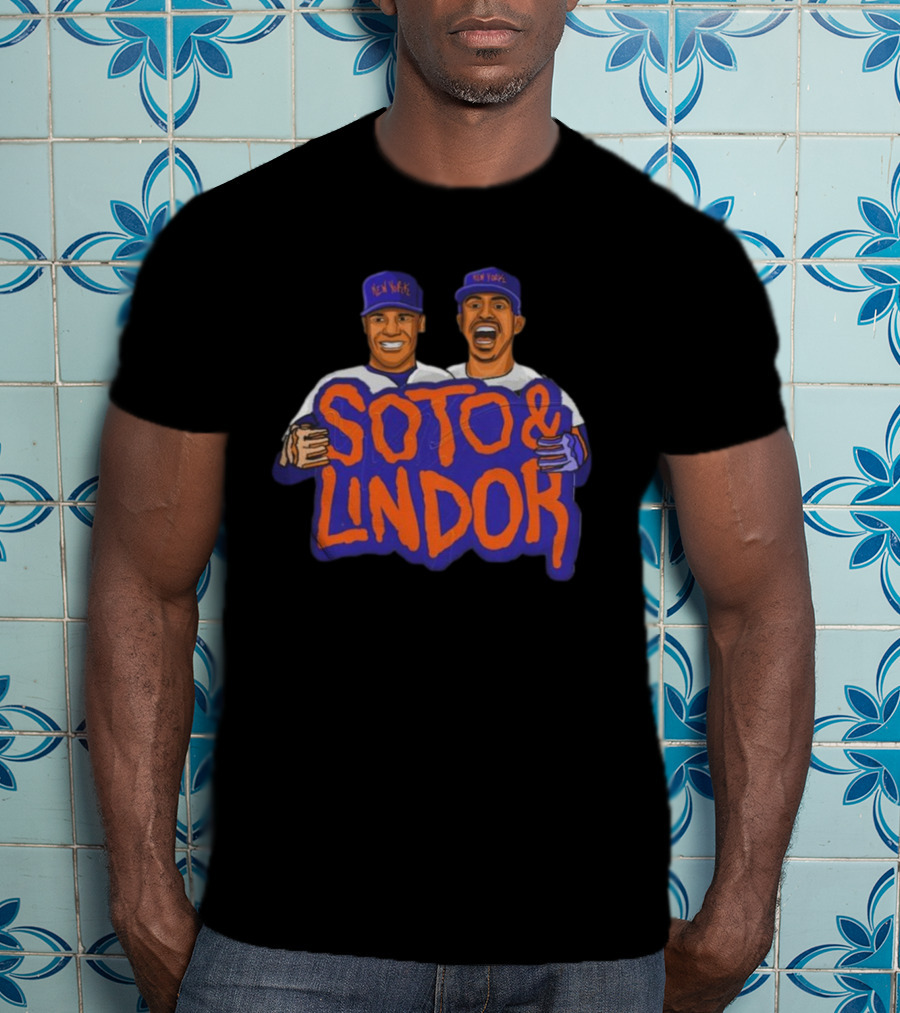 New York Soto And Lindor Caricature Duo T-Shirt
