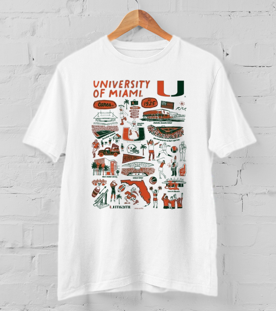 University Of Miami Canes Est 1925 Tropical Park Miami Dade Orange Bowl Gables Hurricanes Umiami T-Shirt