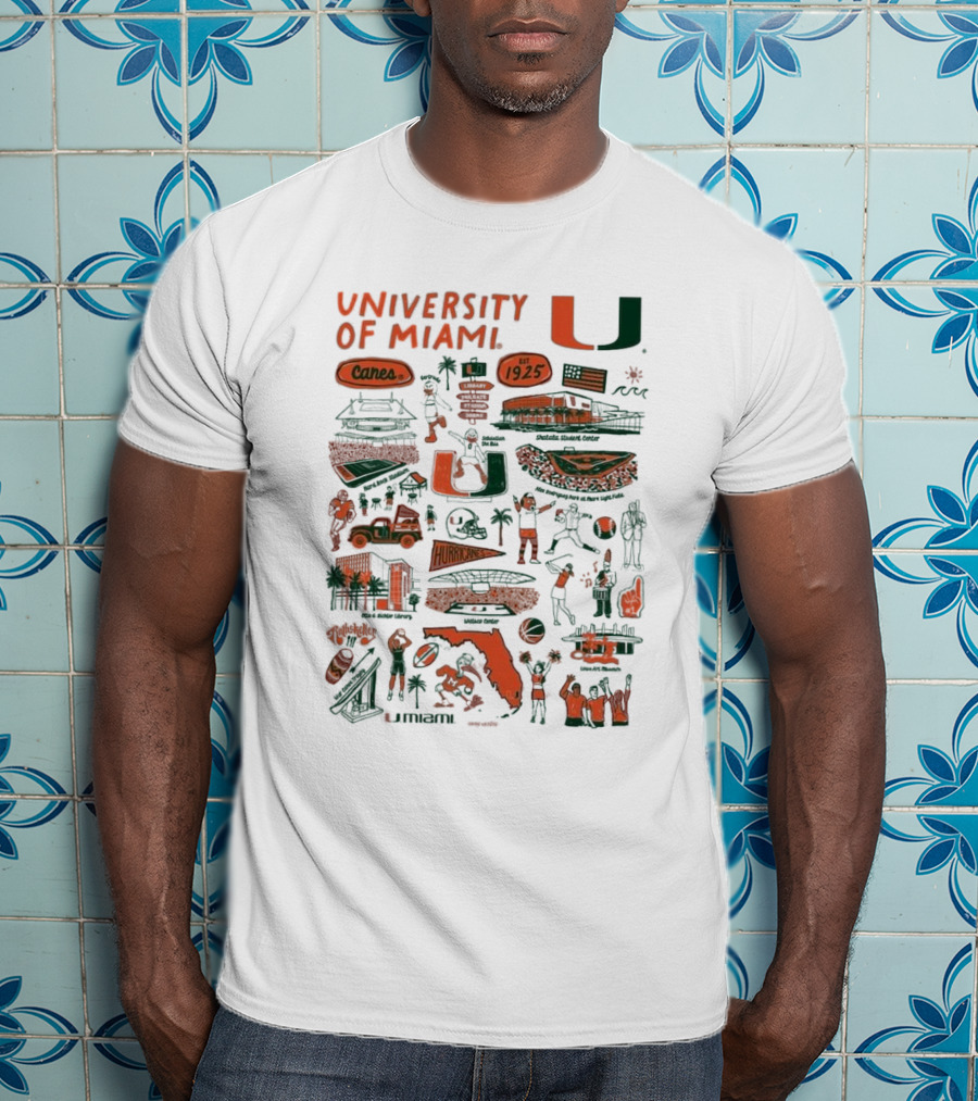 University Of Miami Canes Est 1925 Tropical Park Miami Dade Orange Bowl Gables Hurricanes Umiami T-Shirt